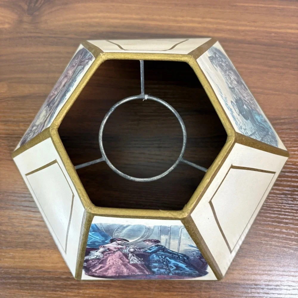 French Victorian Lamp Shade Mid Century Hexagonal Shape La Mode Illustrée